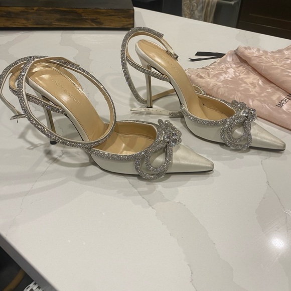 Mach & Mach Double Bow White Heels - Picture 6 of 9